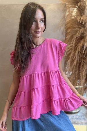 Classic Cotton Smock Tee Hot Pink